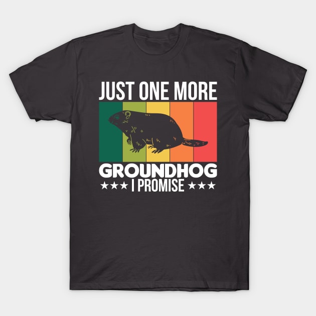 Just One More Groundhog I Promise Groundhog Gift T-Shirt by Toeffishirts